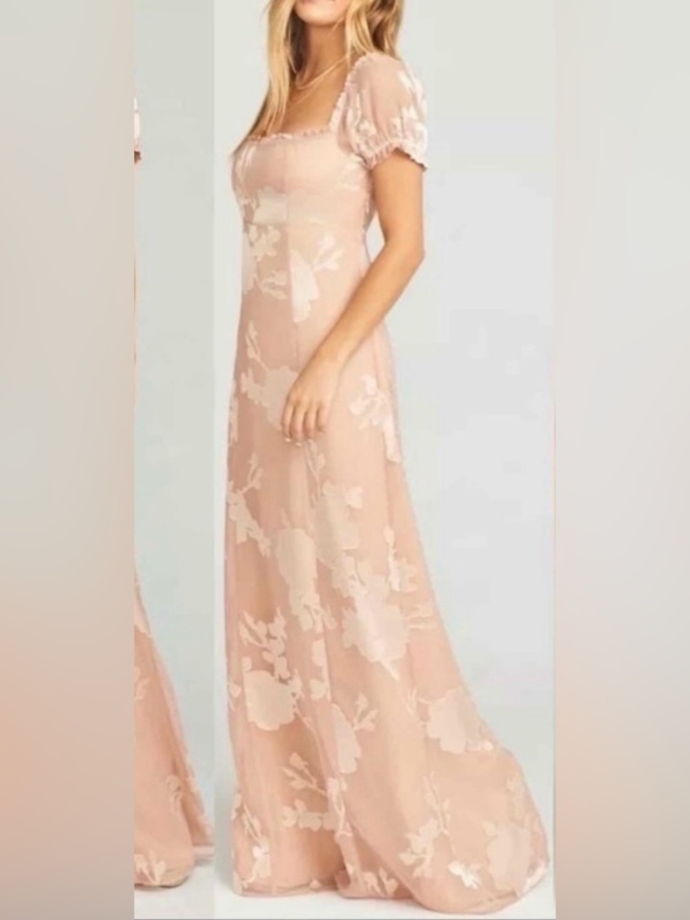 Show Me Your Mumu Brittany Maxi Dress Medium Champagne Floral Romantic Gown NWT